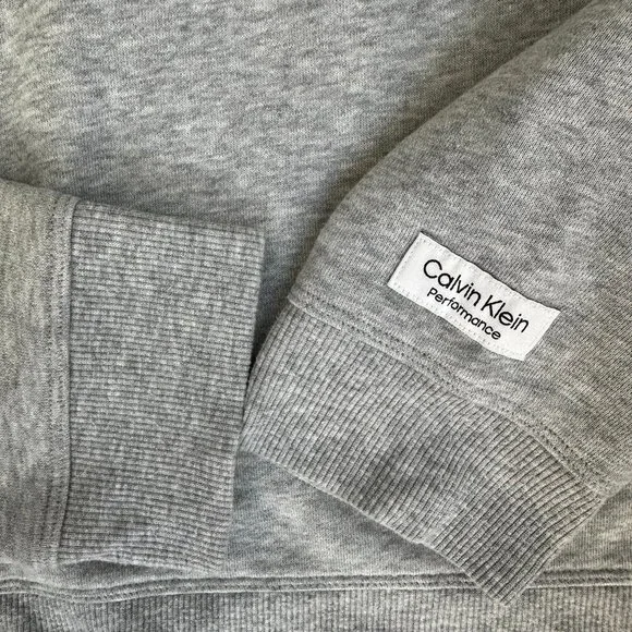 Calvin Klein Performance Logo Relaxed Cropped Sweatshirt Pearl Gray Large - Picture 6 of 7